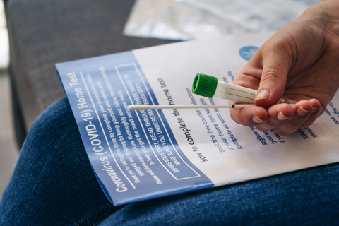 Home COVID-19 testing A patient receives a home test for COVID-19