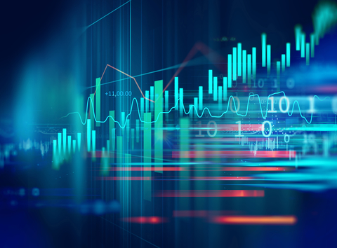 stock market stock market investment graph with indicator and volume data
