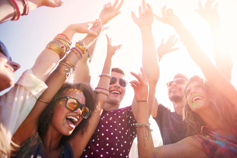 Group of young people partying during the day Daytime party with friends