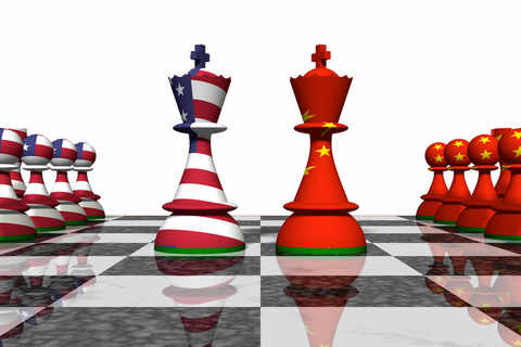 US China trade war US China on chess board