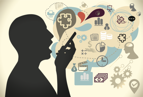Voice user interfaces man talking on phone Voice user interfaces man talking on phone