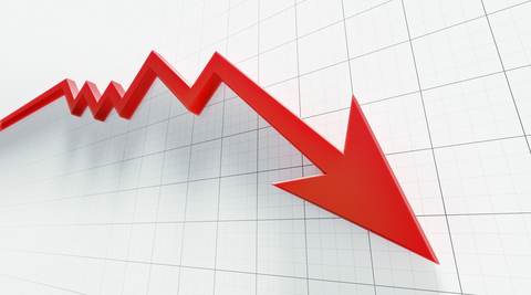 Downward trend arrow illustration Downward trend arrow illustration