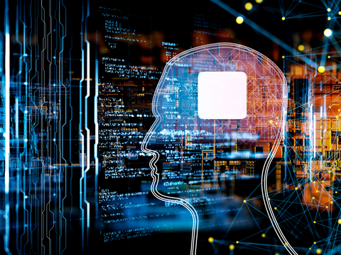 Machine learning concept image Digital background depicting innovative technologies in (AI) artificial systems, neural interfaces and internet machine learning technologies