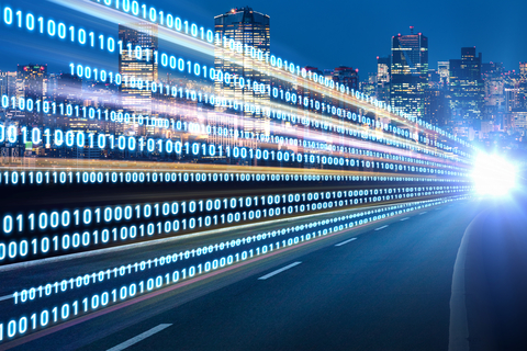 Smart city binary code Smart city intelligent building automation with binary code