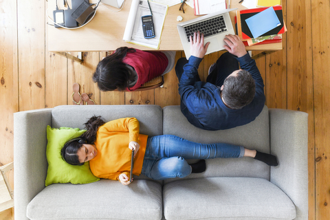 family at home connected devices remote learning work family at home connected devices remote learning work