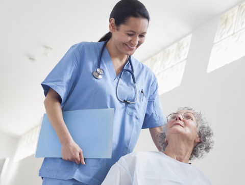 Healthcare worker nurse doctor with patient - 800 px - CORRECTED Nurse with patient