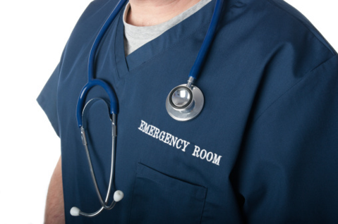 Emergency room doctor physician stethoscope scrubs Getty/gordonsaunders Emergency room doctor physician stethoscope scrubs Getty/gordonsaunders