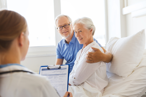 Doctor, patient and husband (CREDIT: Getty/olgachov) Doctor talking to senior patient and her husband