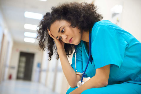 Nurse / doctor burnout Female nurse looking stressed