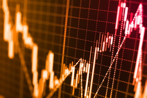 Financial loss Computer-generated neon line graph glowing on screen
