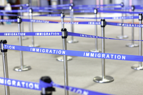 Immigration board line An immigration board line