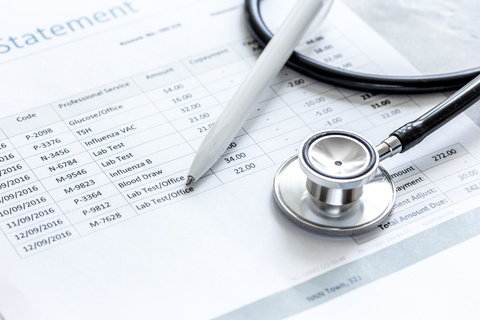 hospital bill billing statement from a doctor's office