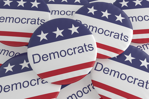 Democrats politics debate Buttons reading "Democrats"