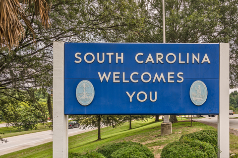 South Carolina sign A sign that reads "South Carolina welcomes you"