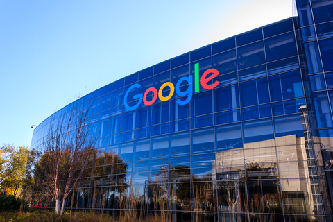 Google headquarters shows the physical exterior of Google's headquarters building
