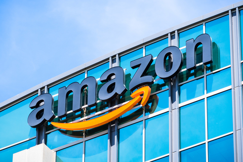 Amazon logo Amazon logo on the side of a building
