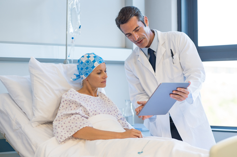 Cancer patient Doctor with inpatient