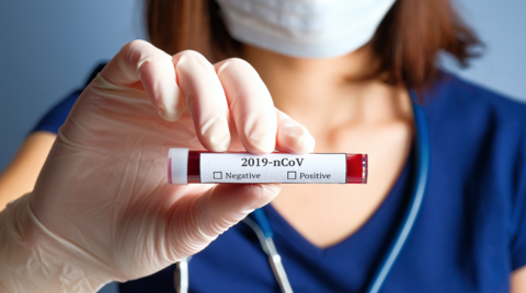 Coronavirus test A test tube with a blood sample