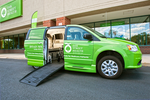 Oak Street van (Credit: Oak Street Health) Green van that says "Oak Street Health"