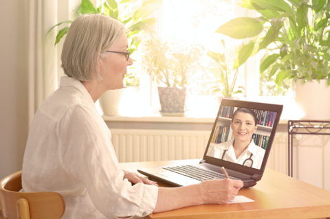 Older patient using telehealth Older patient using telehealth