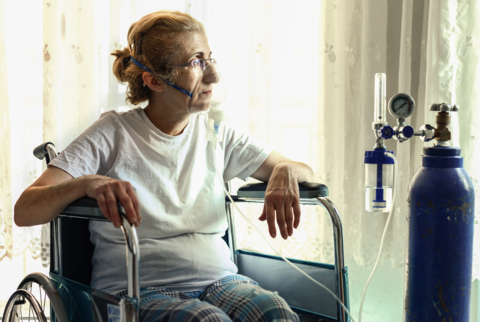 Woman receiving oxygen Woman receiving oxygen