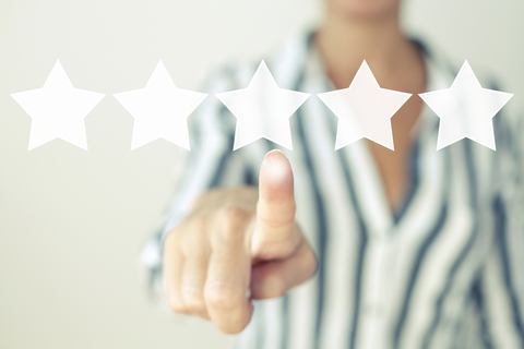 Star ratings A finger pointing at stars