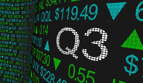Third quarter earnings A stock ticker showing Q3 results