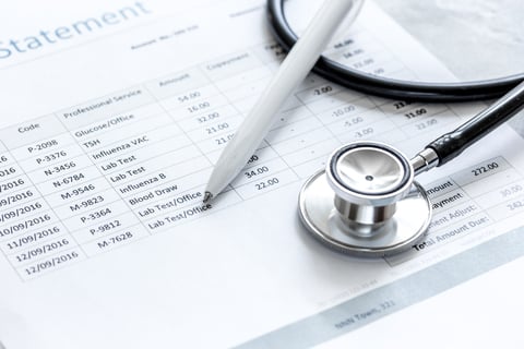 hospital bill billing statement from a doctor's office