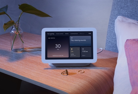 Google Nest Hub with sleep sensing technology Google Nest Hub smart display showing sleep tracking technology