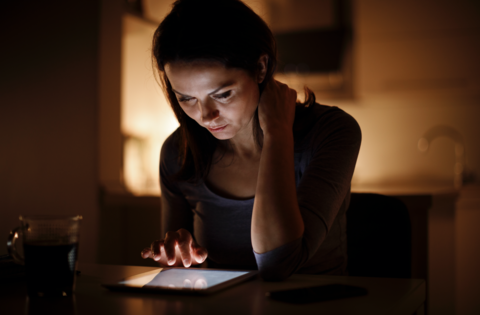 Woman using tablet at home Woman using tablet at home