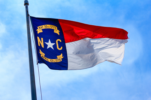 North Carolina State Flag North Carolina State Flag flying in the wind at Fort Macon.