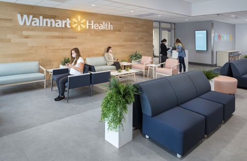 Walmart Health A waiting room for a Walmart Health clinic