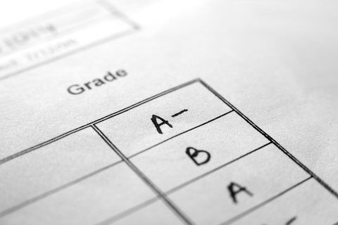 Closeup of report card grades