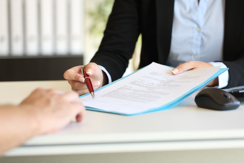 Legal contract business finance Woman executive offering a contract to be signed