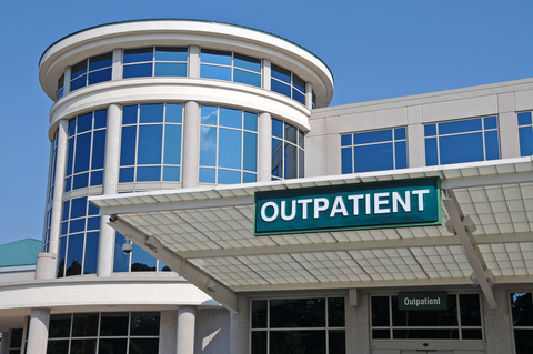 Hospital outpatient Outpatient Sign over a Hospital Outpatient Services Entrance