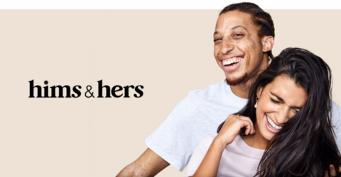 Hims & Hers wellness branding with a man and a woman