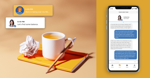 a coffee cup next to a pad of paper and pencil and a smartphone with a screen shot of the Ginger app