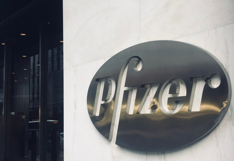 Pfizer building sign Pfizer headquarters logo sign
