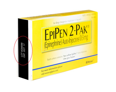 Recalled EpiPen 2 pack
