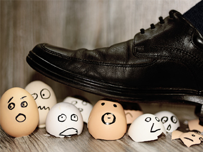 Shoe crushing eggs Boot stepping on eggs