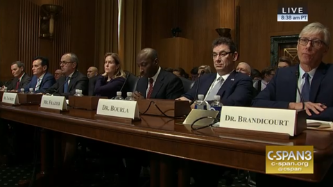 Seven pharma execs faced a U.S. Senate committee at a drug pricing hearing on Tuesday
