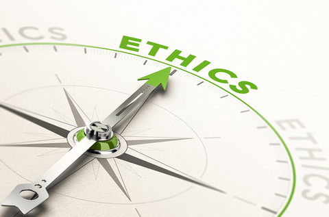 talking about ethics a compass pointing to "ethics"