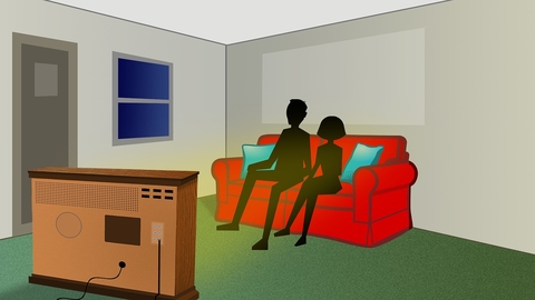 People watching TV illustration People watching TV illustration
