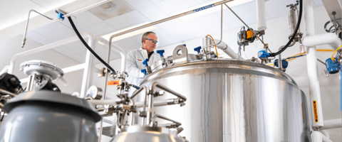 Eli Lilly insulin manufacturing 2019 man in insulin production lab
