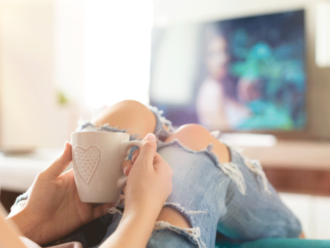 RTW watching tv girl watching tv