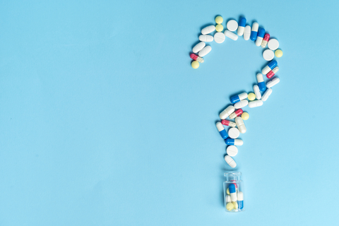 Pills shaped like question mark Pills shaped like question mark