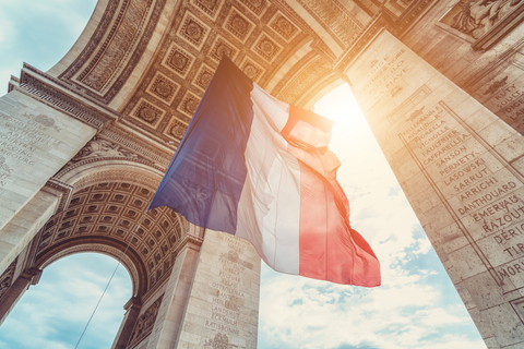 french flag at arc de triomphe on 14th of july French flag