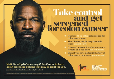 Jamie Foxx in Exact Sciences and Stand Up To Cancer PSA colon cancer screening PSA Jamie Foxx in Exact Sciences and Stand Up To Cancer PSA colon cancer screening PSA
