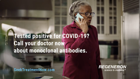 Regeneron still from COVID-19 antibodies campaign April 2021 Regeneron still from COVID-19 antibodies campaign April 2021