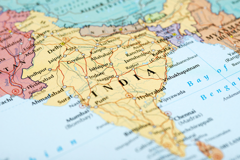 India map A map of the world highlighting India